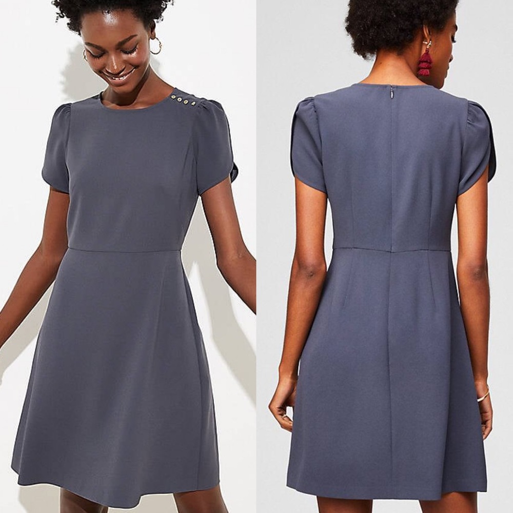 LOFT Gray Short Sleeve Dress